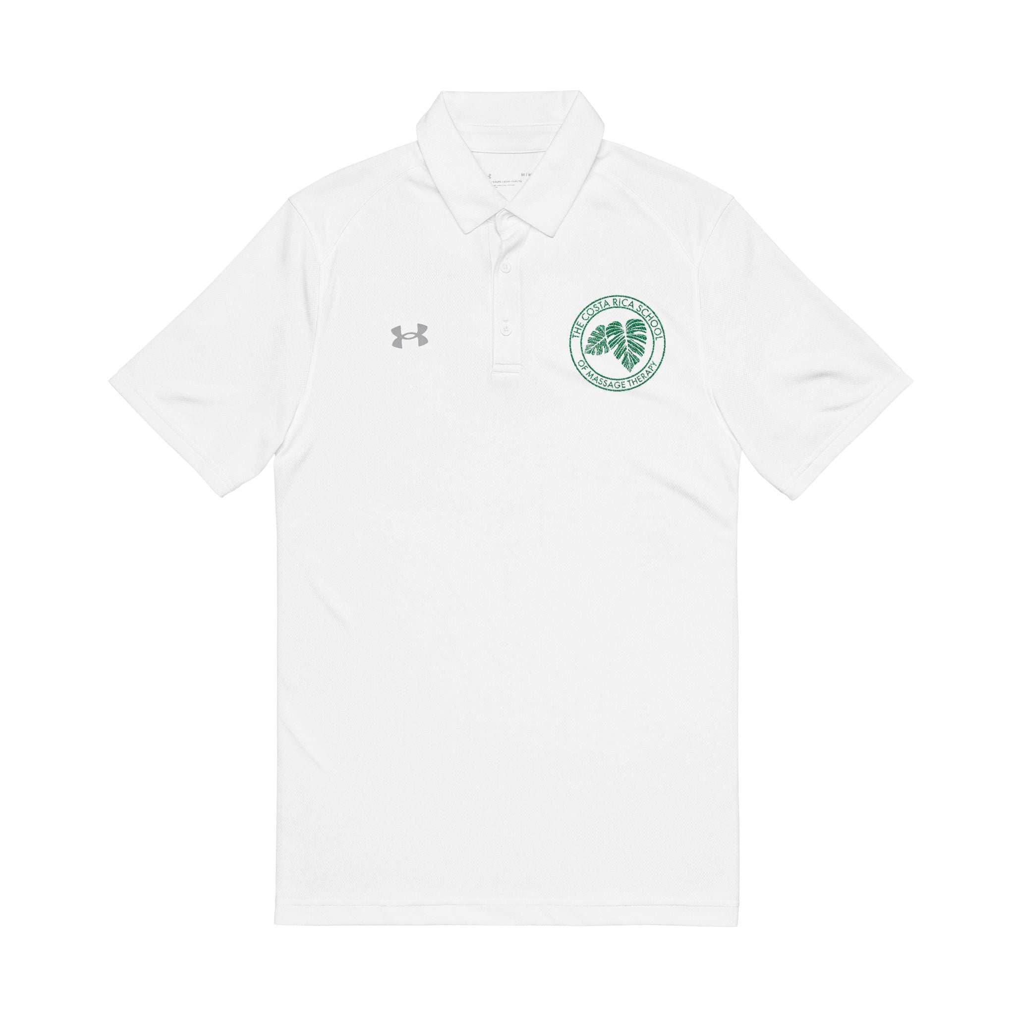 CRSMT Under Armour Performance Polo | White with Green Logo
