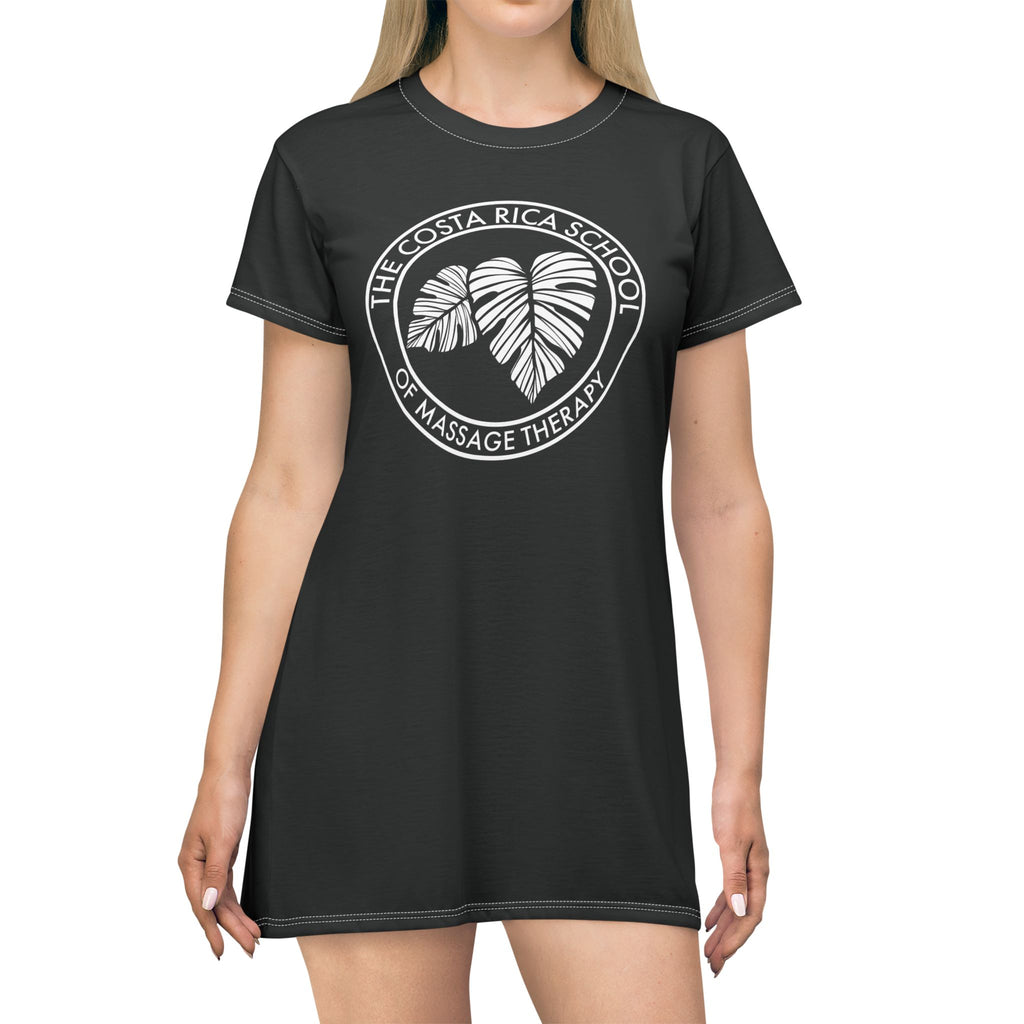 CRSMT T-Shirt Dress | Black with White Logo